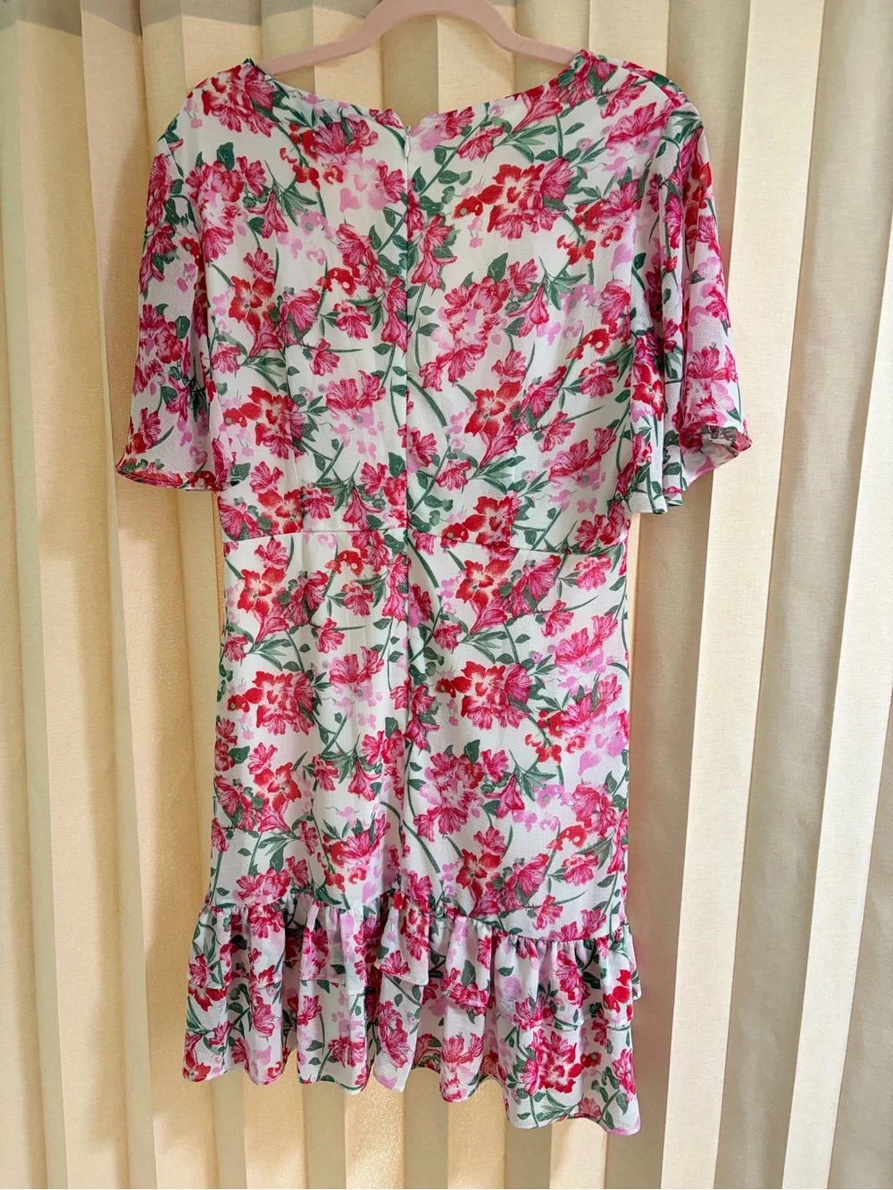 Lulu's Pink Floral Ruffle Mini Dress - Picture 7 of 8